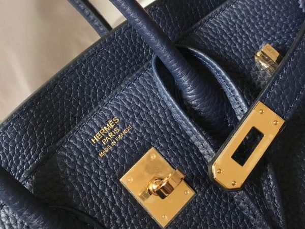 Replica Hermes Birkin Designer Tote Bag Togo Leather 28341 Dark Blue - 图片 4