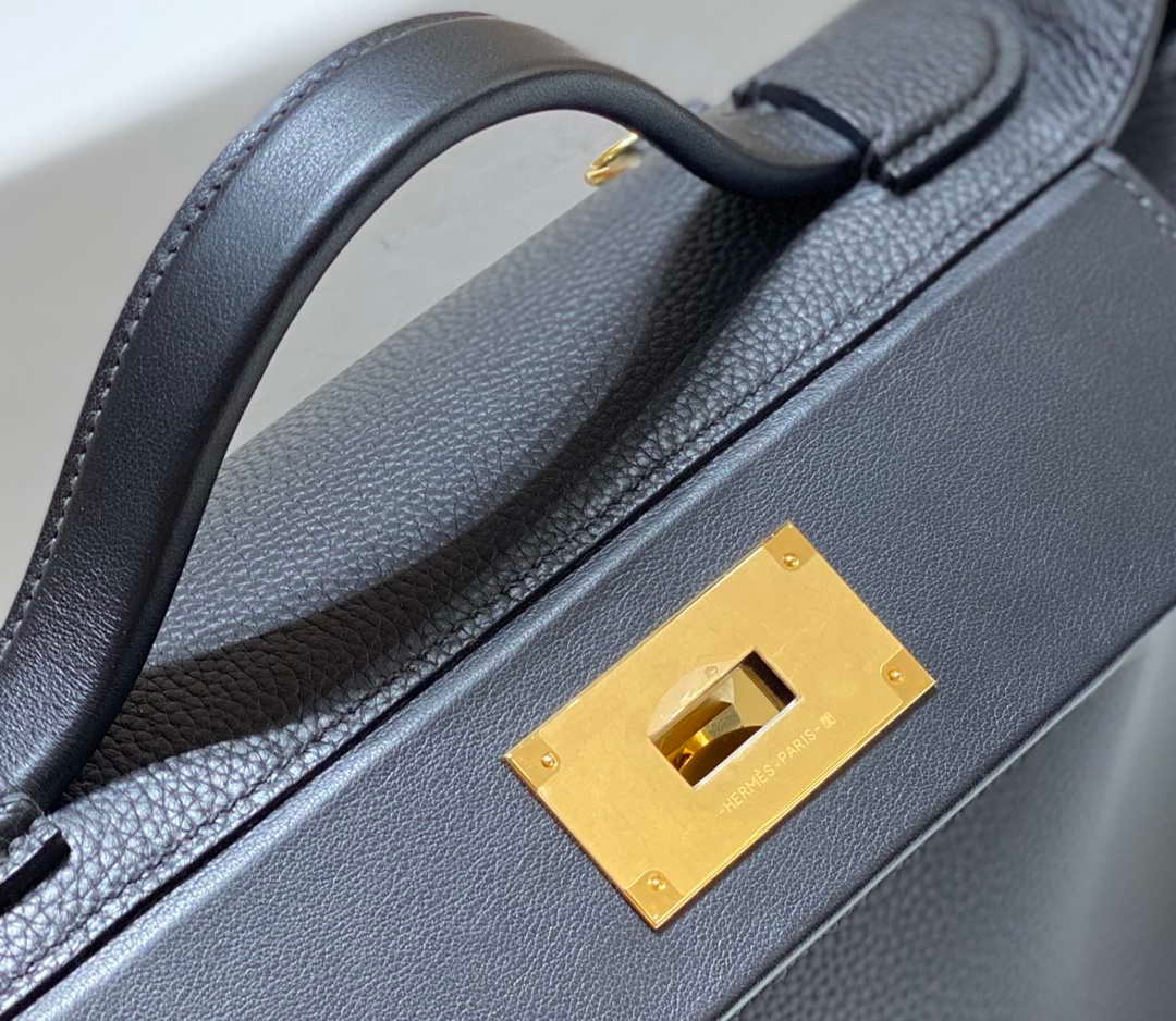 Replica Hermes Kelly 2424 Leather 29cm H230268 Black Shoulder bag - 图片 3
