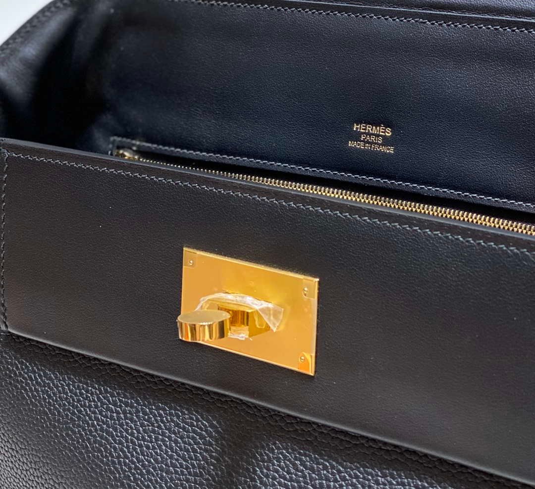 Replica Hermes Kelly 2424 Leather 29cm H230268 Black Shoulder bag - 图片 4