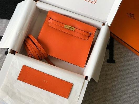 Replica Hermes Kelly Danse 22cm Leather Bag 20355 Orange - 图片 2