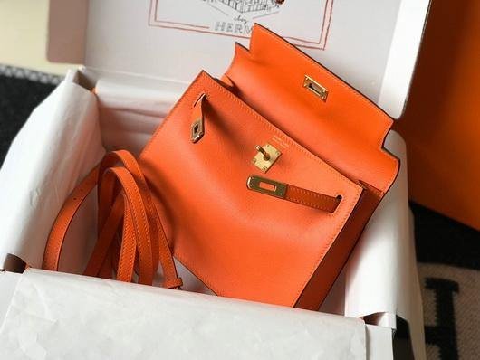 Replica Hermes Kelly Danse 22cm Leather Bag 20355 Orange - 图片 4