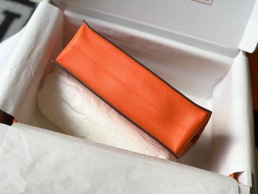 Replica Hermes Kelly Danse 22cm Leather Bag 20355 Orange - 图片 5