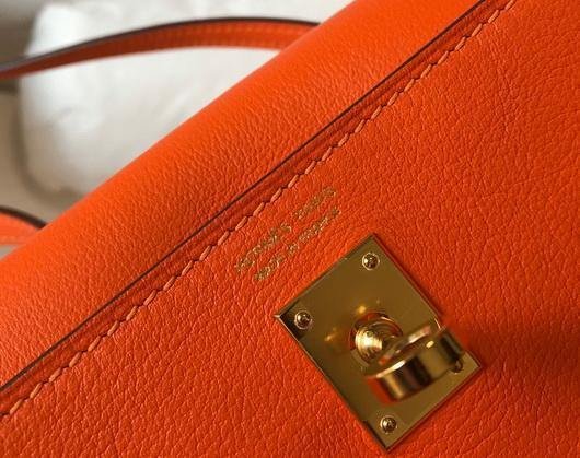 Replica Hermes Kelly Danse 22cm Leather Bag 20355 Orange - 图片 6