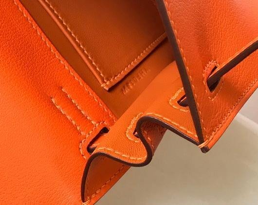 Replica Hermes Kelly Danse 22cm Leather Bag 20355 Orange - 图片 7