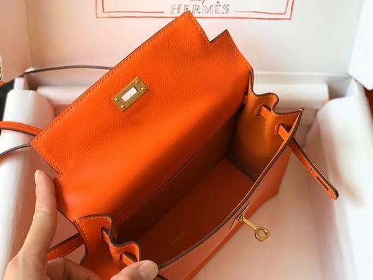 Replica Hermes Kelly Danse 22cm Leather Bag 20355 Orange - 图片 8