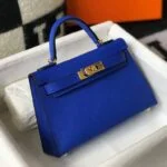 Replica Hermes Kelly Bag Hermes 19CM Epsom Shoulder Mini Bag Dark Blue 20475