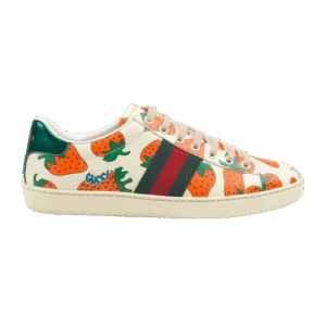 GUCCI ACE LEATHER SNEAKER WITH GUCCI STRAWBERRY PRINT – GC10