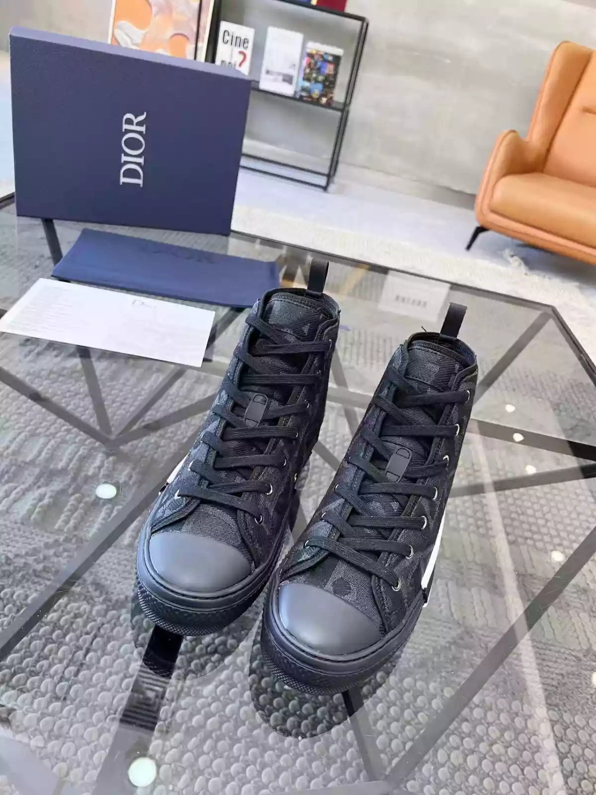 B23 HIGH-TOP SNEAKER BLACK MAXI DIOR OBLIQUE JACQUARD – CD118 - 图片 4