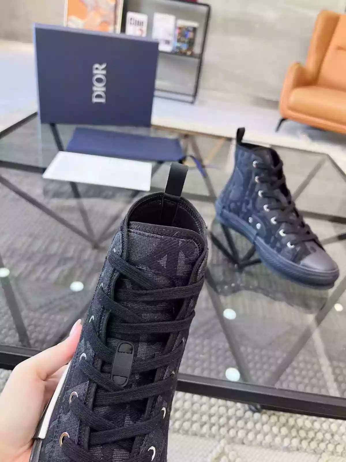 B23 HIGH-TOP SNEAKER BLACK MAXI DIOR OBLIQUE JACQUARD – CD118 - 图片 6