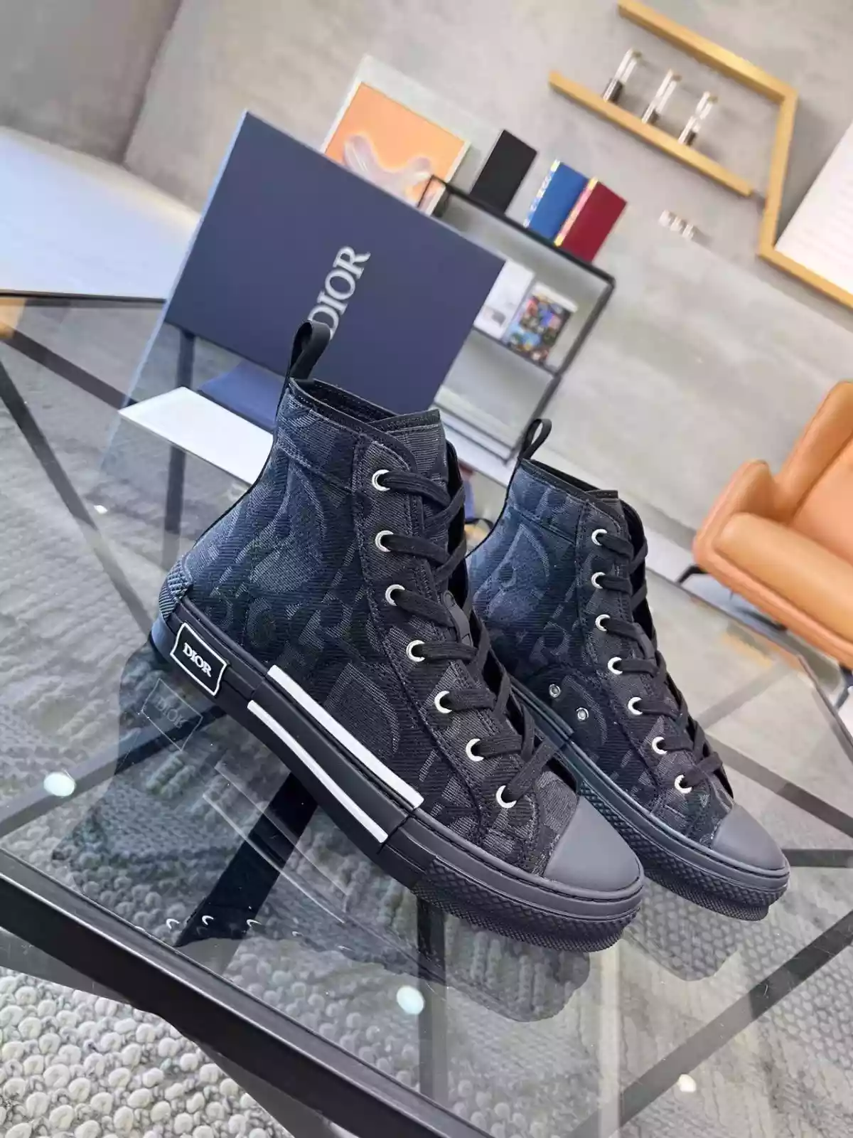 B23 HIGH-TOP SNEAKER BLACK MAXI DIOR OBLIQUE JACQUARD – CD118 - 图片 2
