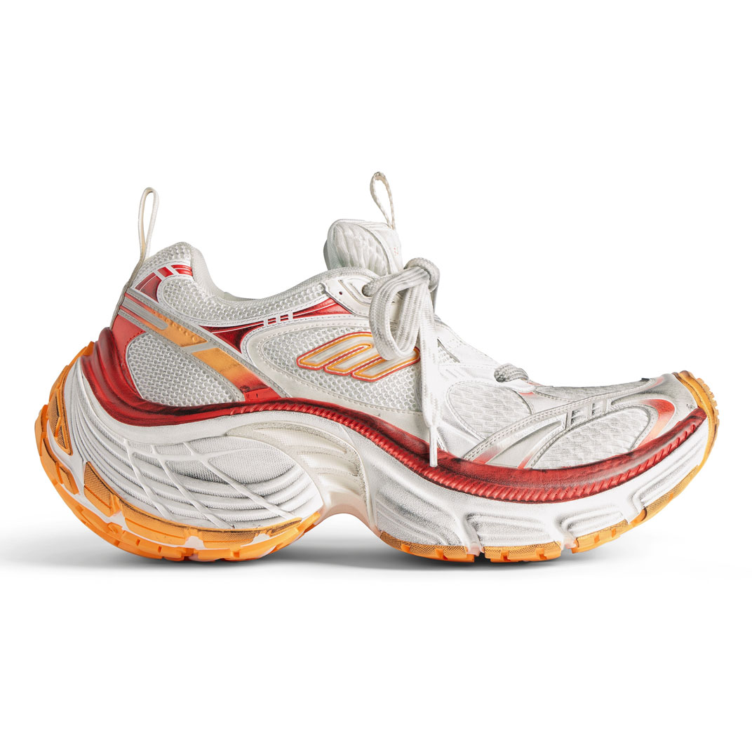 BALENCIAGA WOMEN’S 10XL SNEAKER IN WHITE/RED/ORANGE – BB276