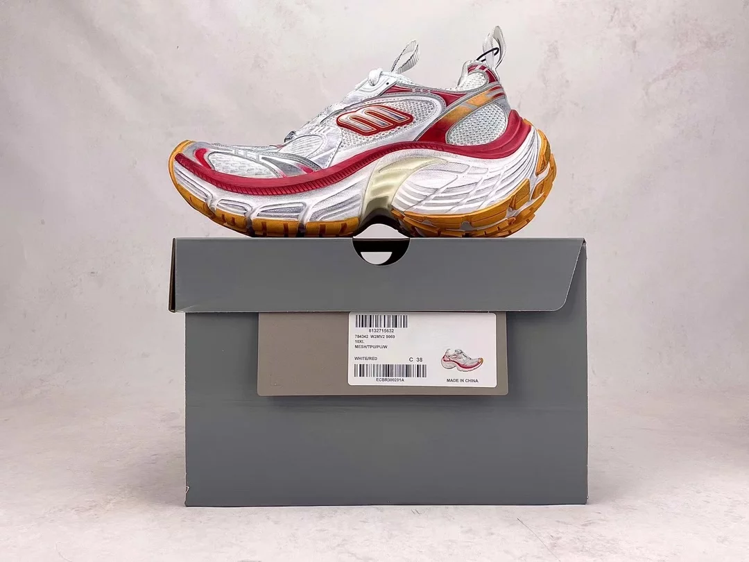 BALENCIAGA WOMEN’S 10XL SNEAKER IN WHITE/RED/ORANGE – BB276 - 图片 7
