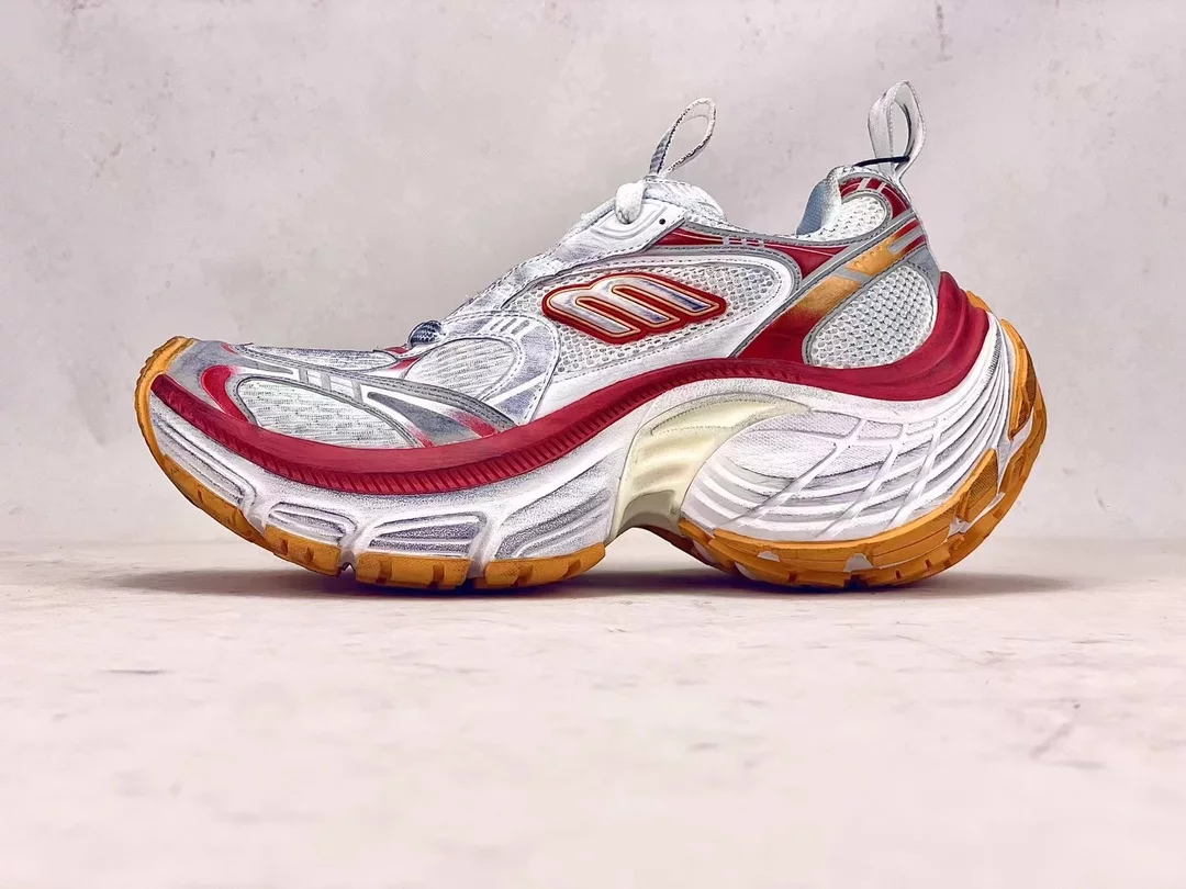 BALENCIAGA WOMEN’S 10XL SNEAKER IN WHITE/RED/ORANGE – BB276 - 图片 9