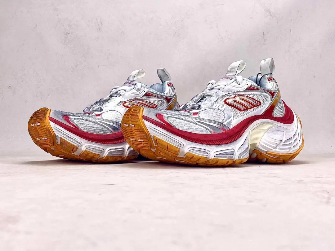 BALENCIAGA WOMEN’S 10XL SNEAKER IN WHITE/RED/ORANGE – BB276 - 图片 3