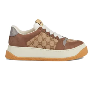 GUCCI SCREENER GG SNEAKERS BEIGE AND EBONY ORIGINAL GG CANVAS – GC172