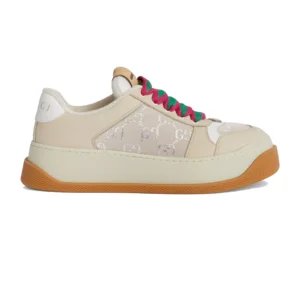 GUCCI SCREENER TRAINER SNEAKERS WHITE GG LAME CANVAS – GC173