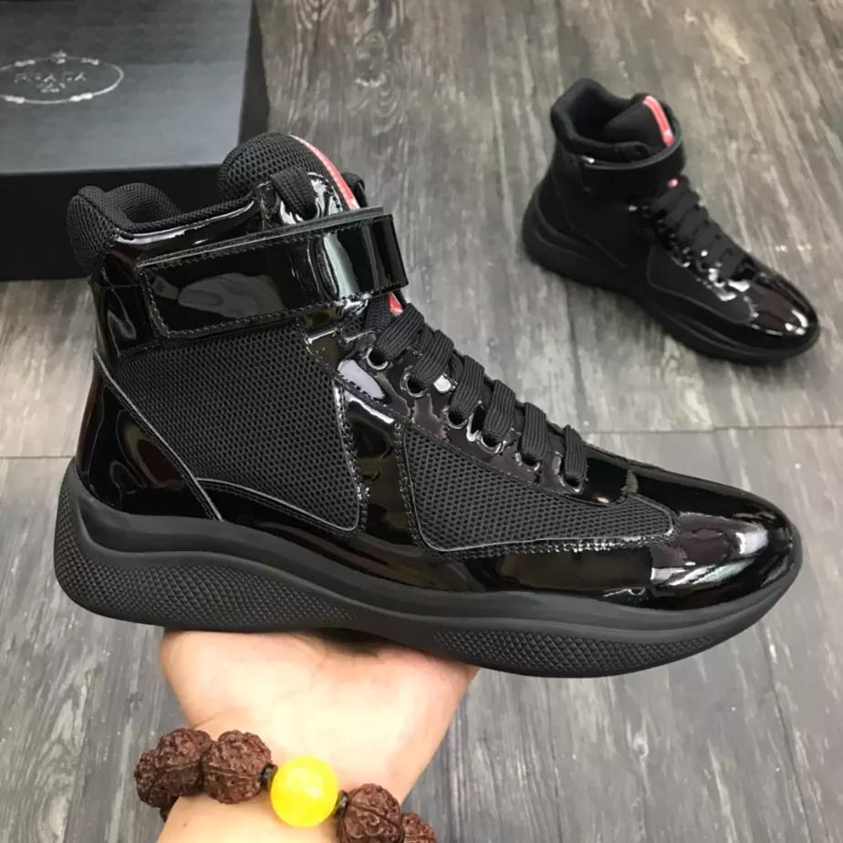 PRADA AMERICA’S CUP HIGH-TOP SNEAKERS IN BLACK – PRD021 - 图片 2