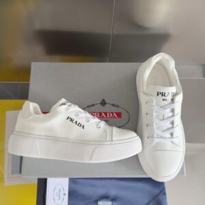 PRADA MACRO RE-NYLON AND BRUSHED LEATHER SNEAKERS – PRD064