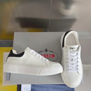 PRADA MACRO RE-NYLON AND BRUSHED LEATHER SNEAKERS – PRD065
