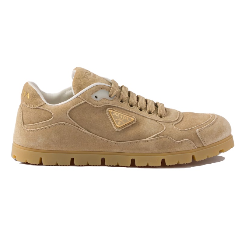 PRADA TRAIL FADED SUEDE SNEAKERS IN ECRU – PRD080