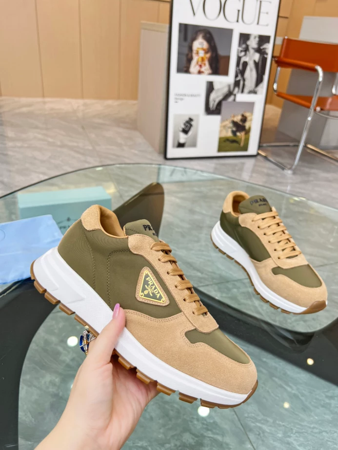 PRAX 01 DELAVÉ SUEDE AND RE-NYLON SNEAKERS – PRD046