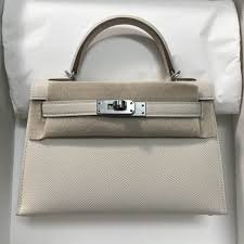 Replica Hermes Kelly Bag Hermes 19CM Epsom Shoulder Mini Bag Beige Gold buckle 20458